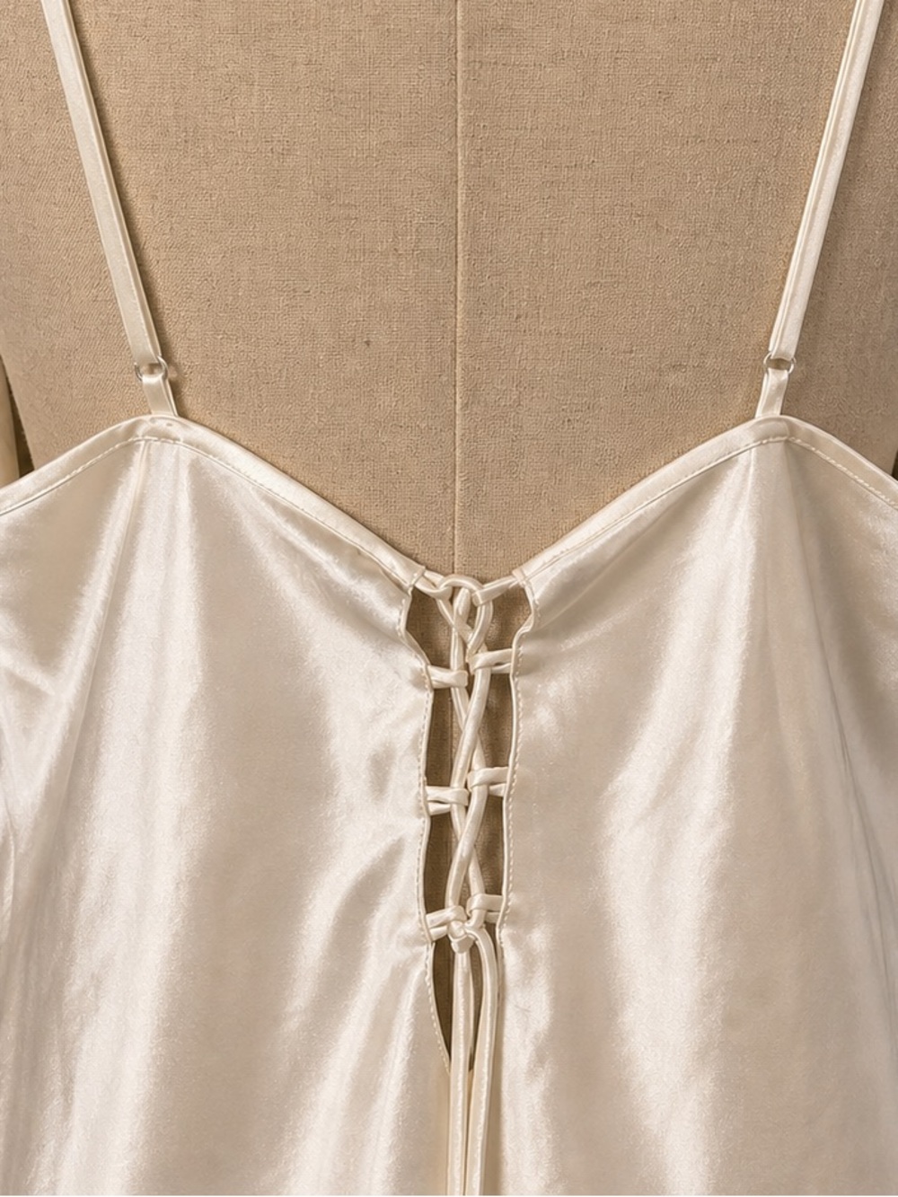 Vintage Ivory Lace-Trim Satin Chemise - Picture 3 of 5